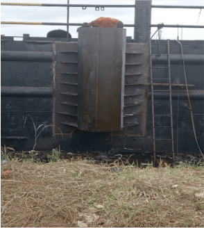 Spud pillars casing for 5000 tons barge
